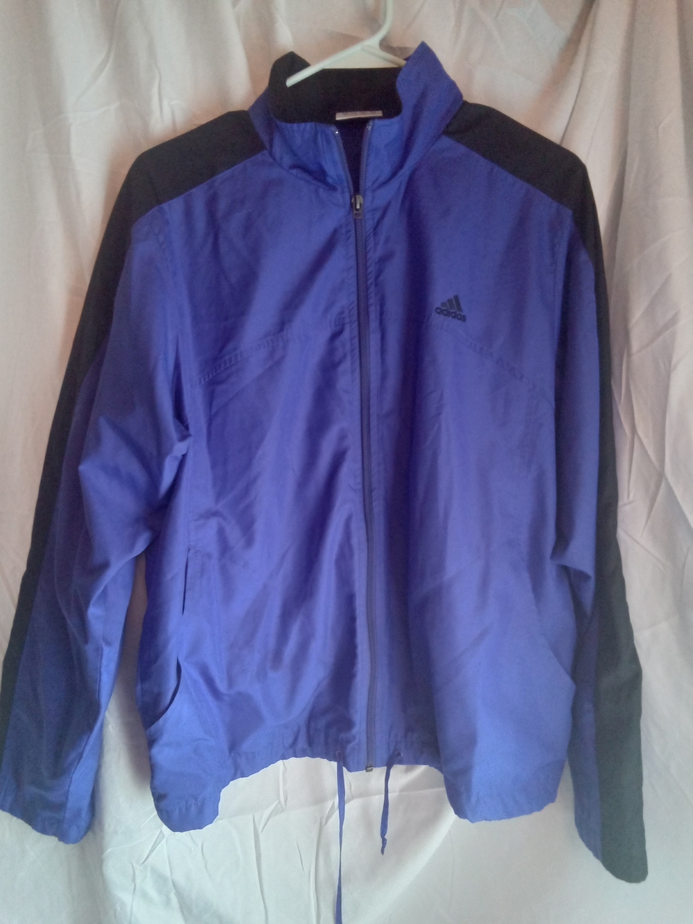 Adidas Men's Indigo and Black Lightweight Track Jacket - Vintage. L